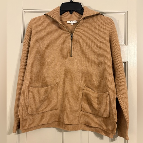 Madewell Camel Ribbed Cowl Neck Sweater size small - Picture 2 of 5